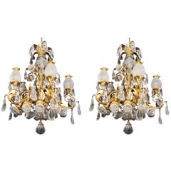 Large  Antique Crystal Baccarat Chandelier