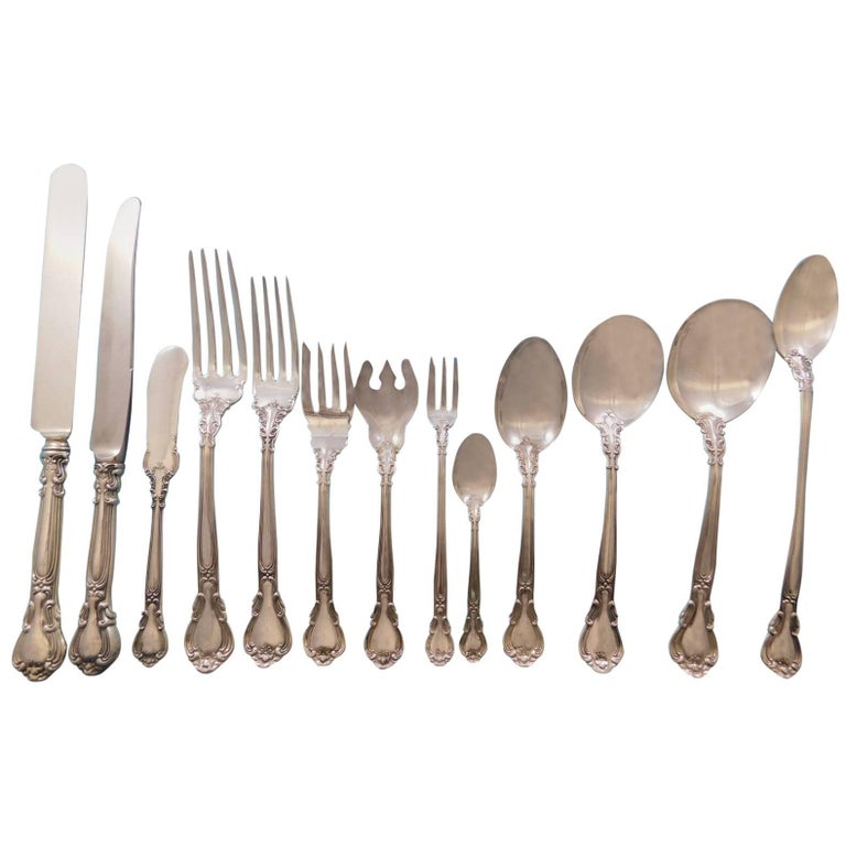 Chantilly by Gorham Sterling Silver Flatware Set for 18 Service 240 pcs Dinner For Sale