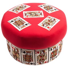 Custom 'Diamond & Baratta' Needlepoint Playing Cards Ottoman