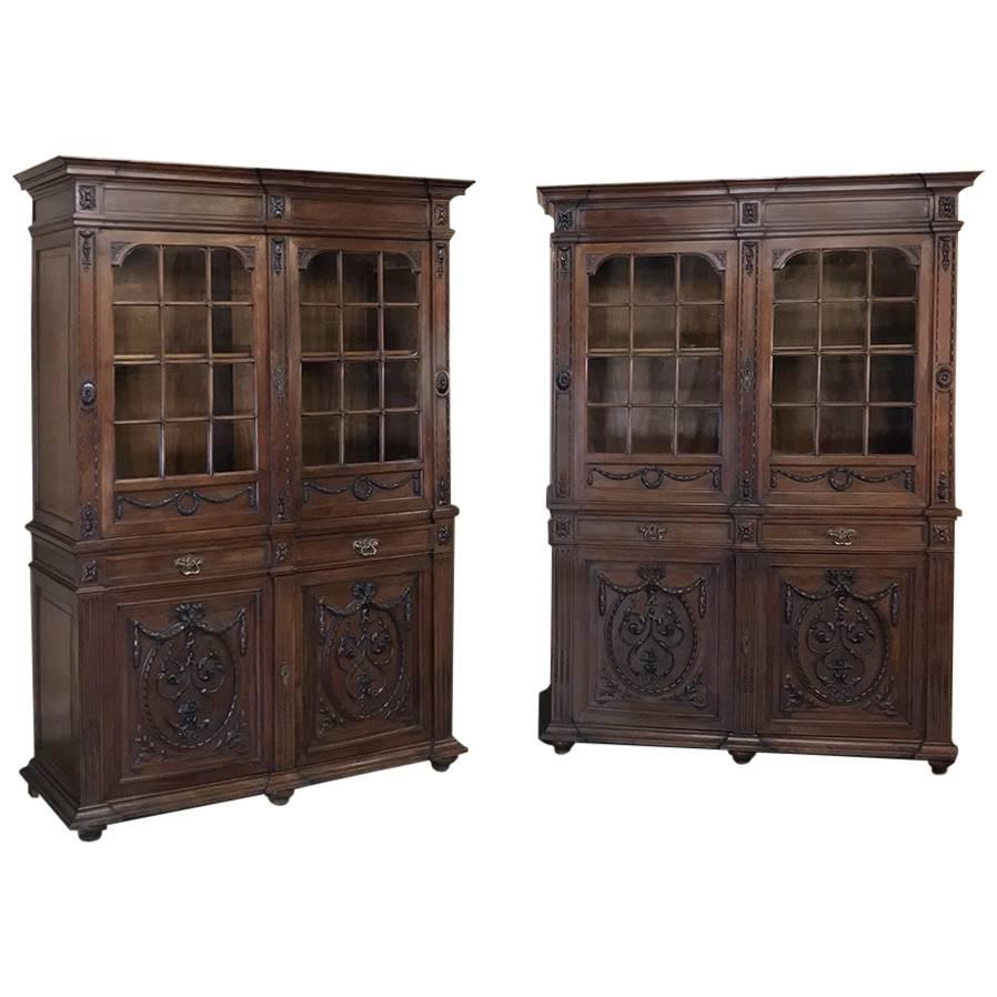Pair of 19th Century Louis XVI French Walnut Bookcases