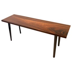 Mid-Century Modern Solid Walnut and Wenge Wood Cocktail Coffee Table Bench