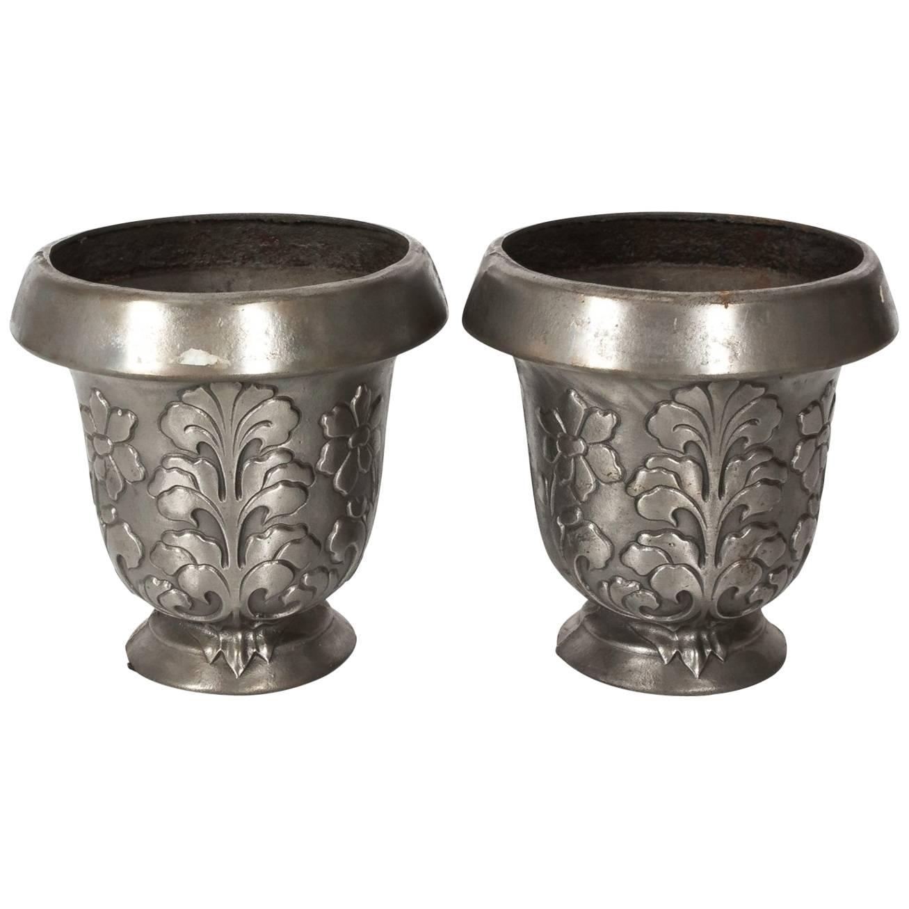 Italian Pewter Cache Pots For Sale
