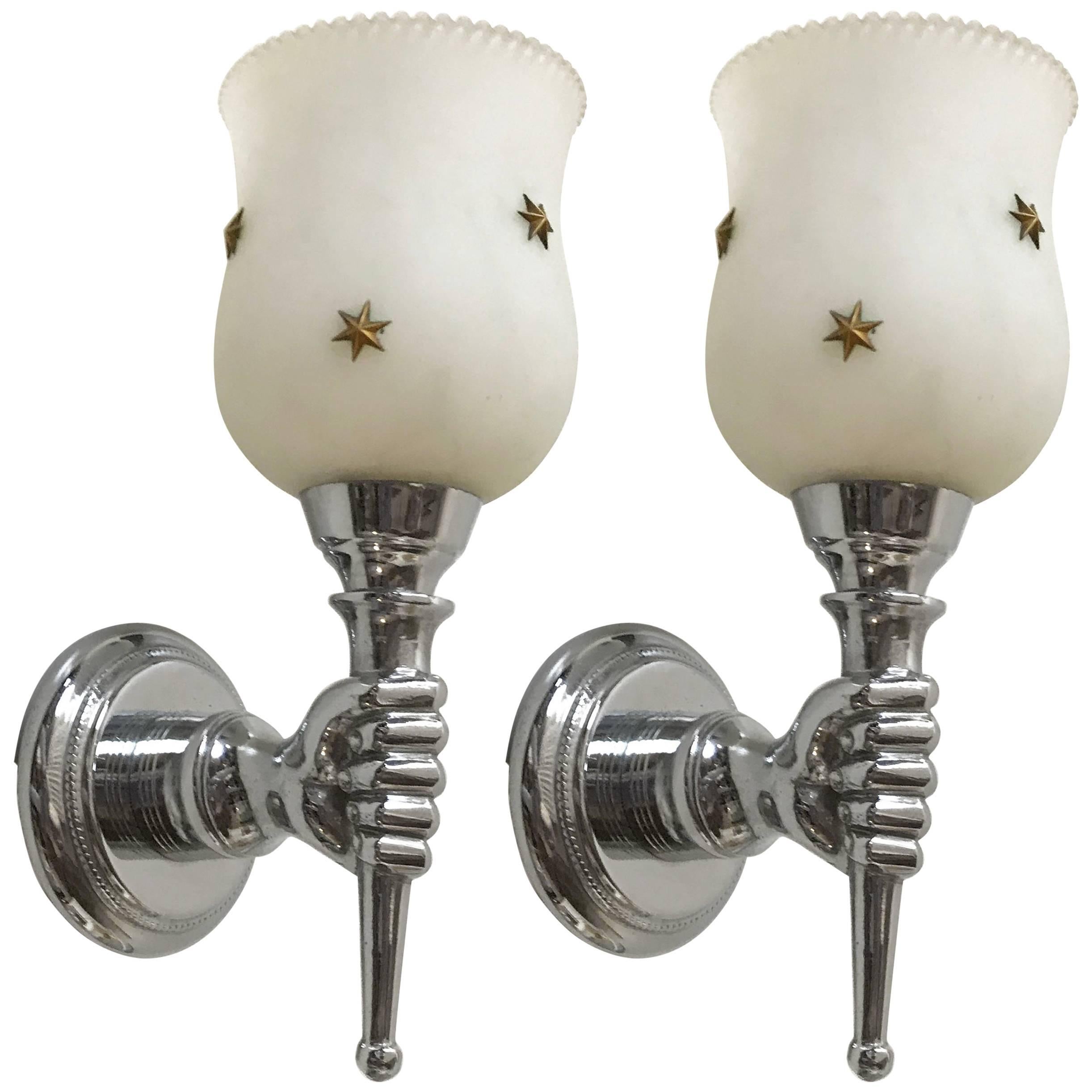 Pair of Andre Arbus Sconces.2 pairs available. Priced by pair.
