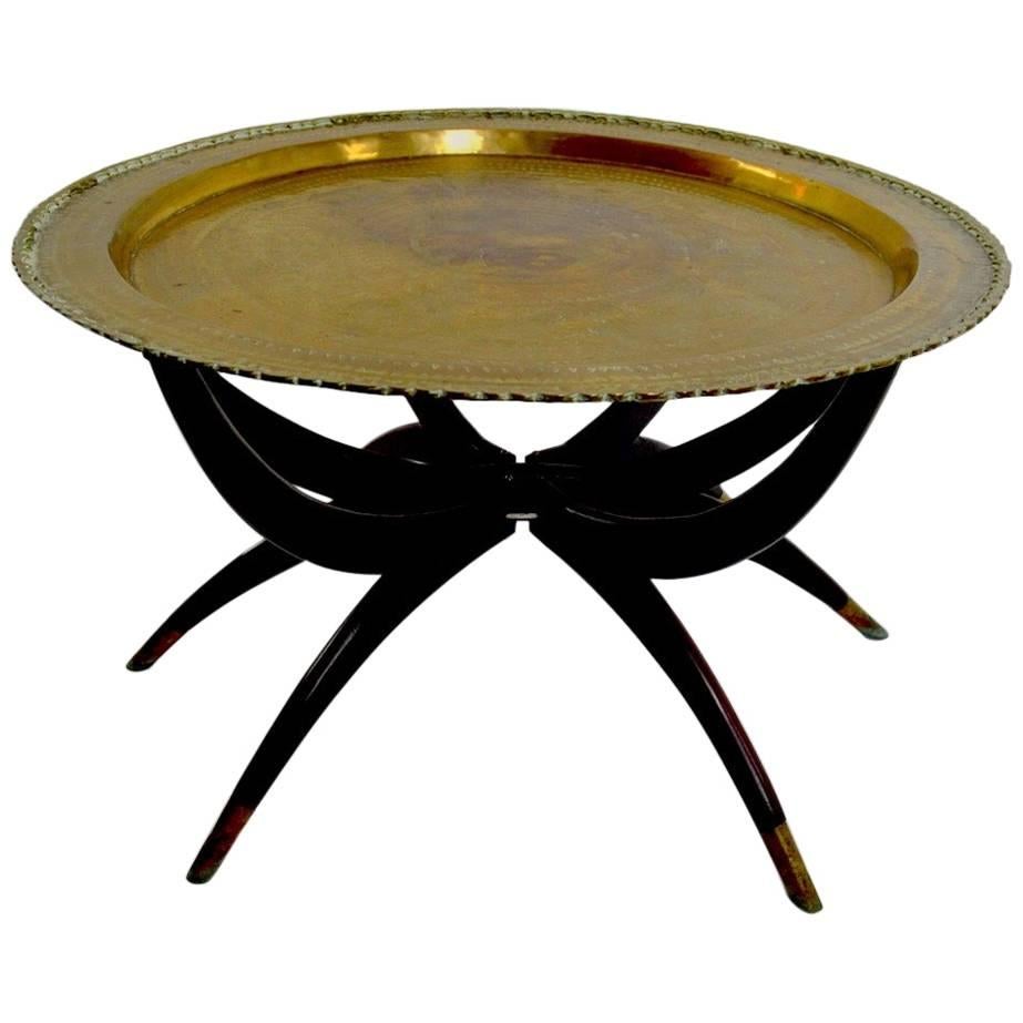 Moroccan Brass Tray Top Spider Leg Table