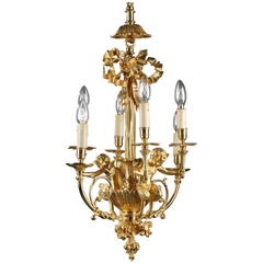 Antique Late 19th Century Gilt Bronze Chandelier with Fauns in Louis XVI Style
