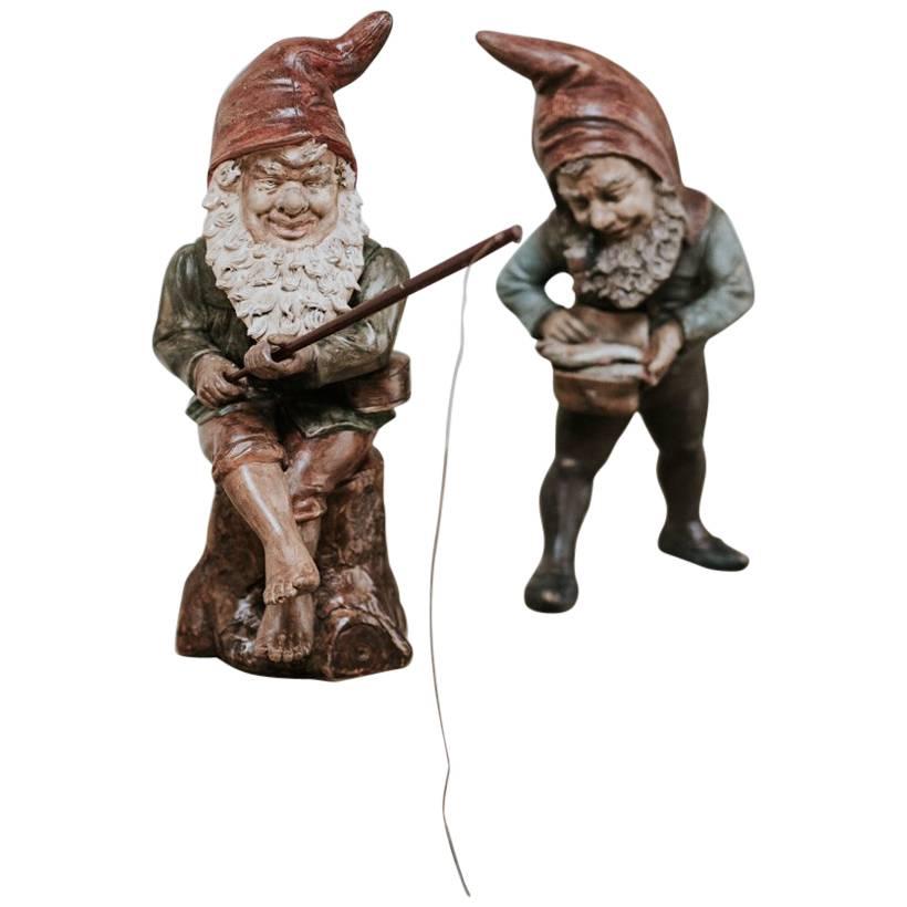 19th Century Pair of Terra Cotta Gnomes