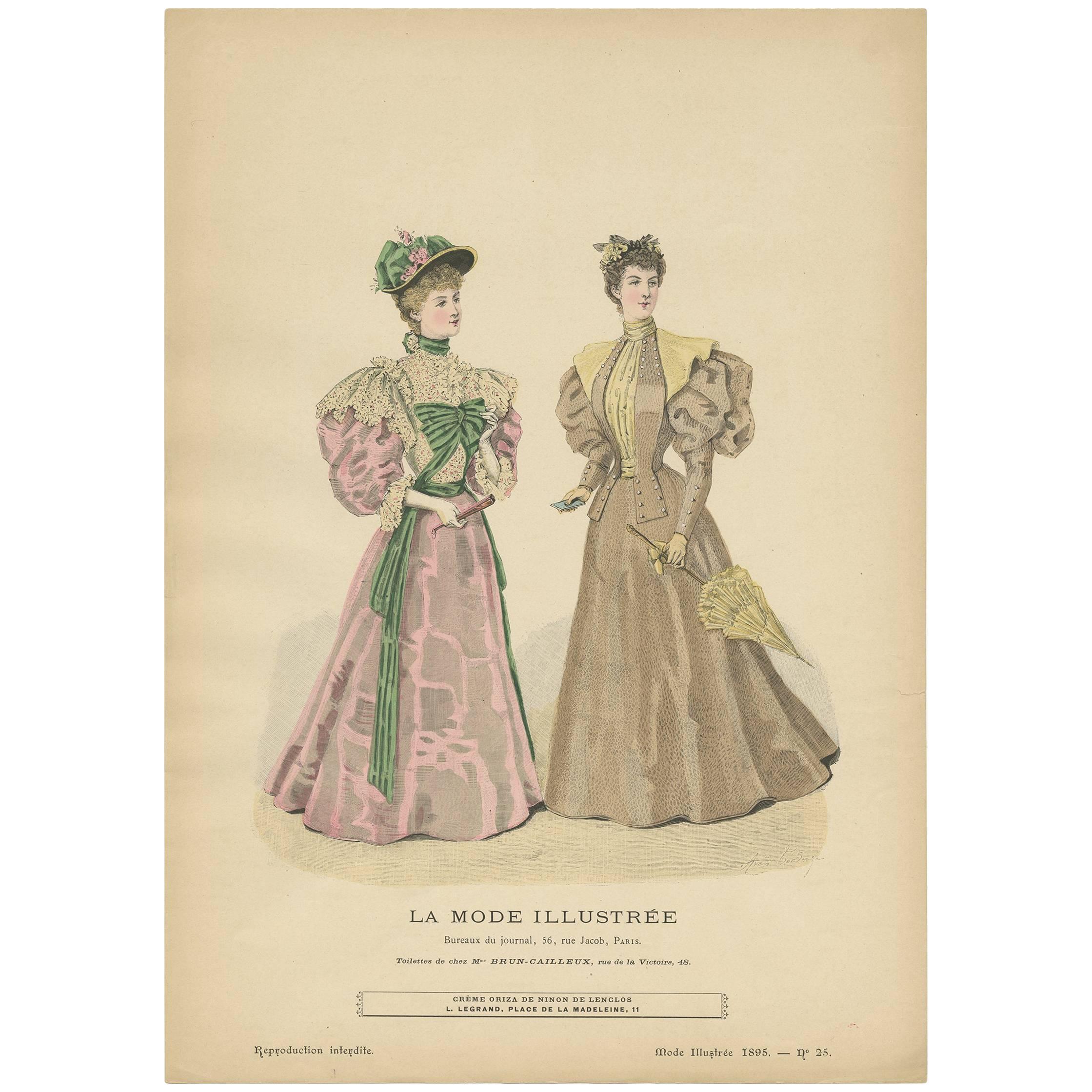 Antique Fashion Print Published by La Mode Illustrée No. 25, 1895