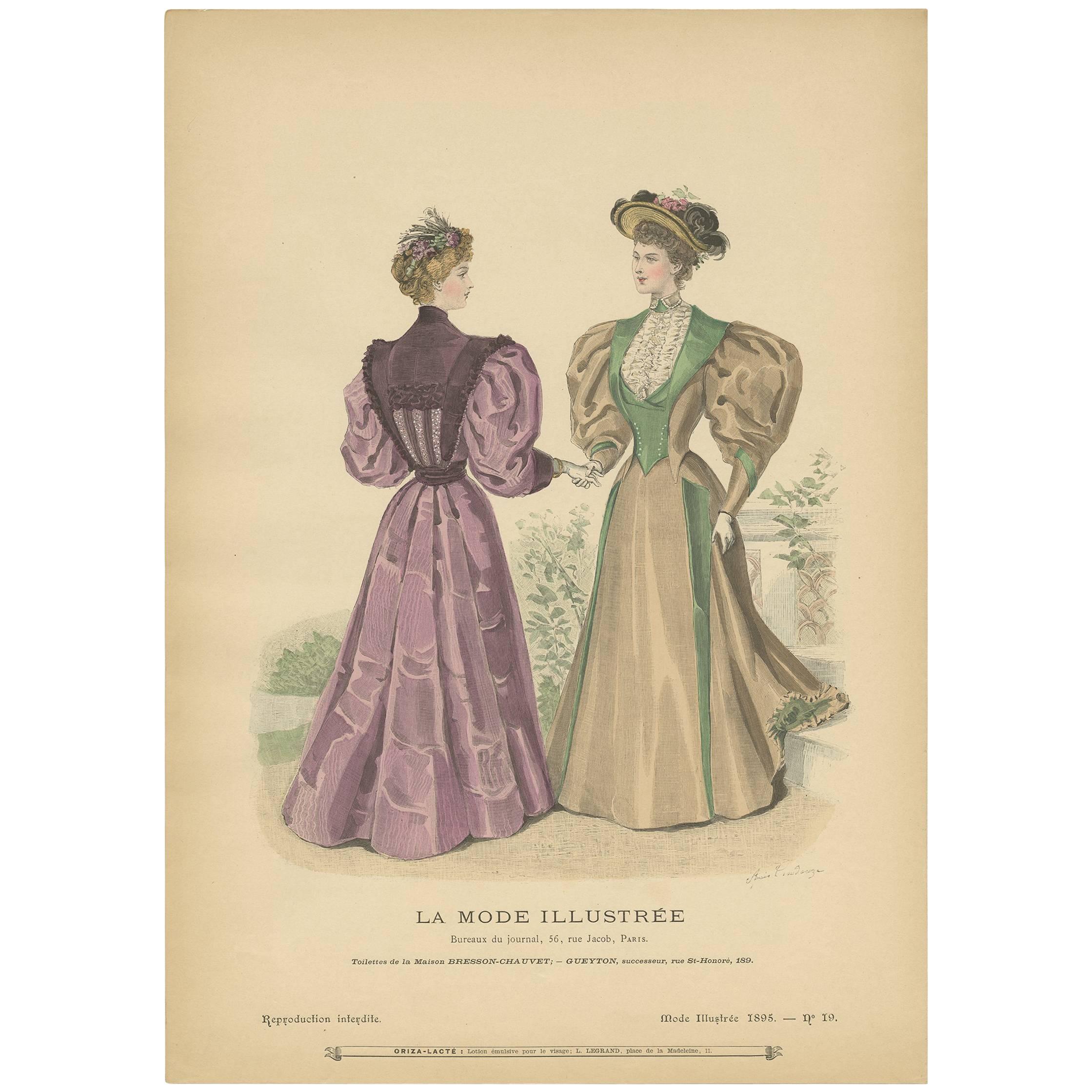 Antique Fashion Print Published by La Mode Illustrée, No. 19, 1895