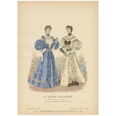 Antiker Modedruck veröffentlicht von La Mode Illustrée 'No. 15 - 1895'.