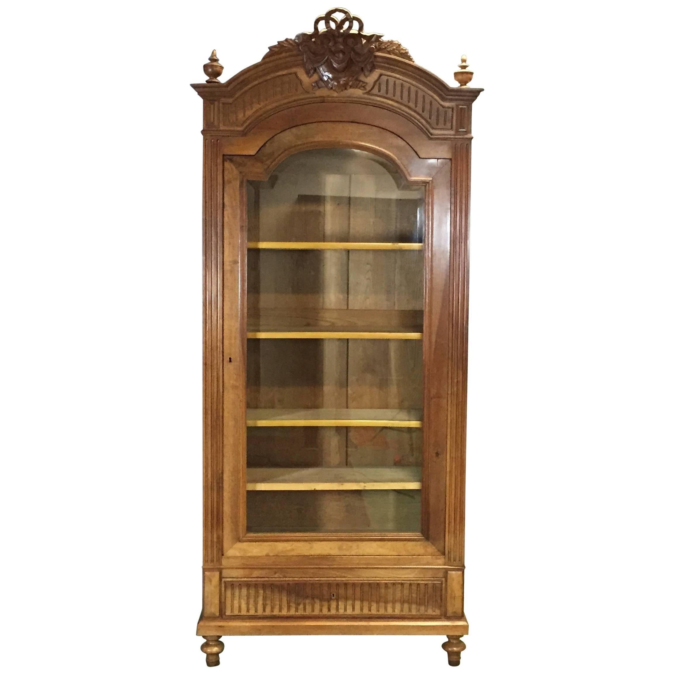 1900s Louis XVI Style Walnut Bookcase