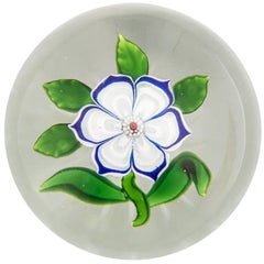 Baccarat Blue and White Anemone Paperweight