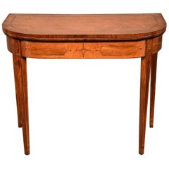 Fine Late 18th Century Satinwood D Shaped Card Table Fine Late 18th Century Satinwood D Shaped Card Table