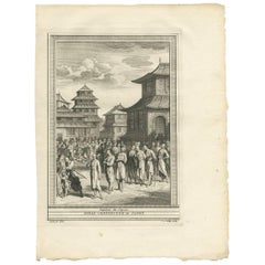 Antique Print of Punishment in Japan by J. Van Schley, 1750