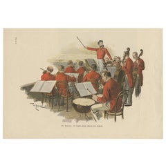 Antique Print of Johann Strauss and His Music-Band at the Court Ball, 1896