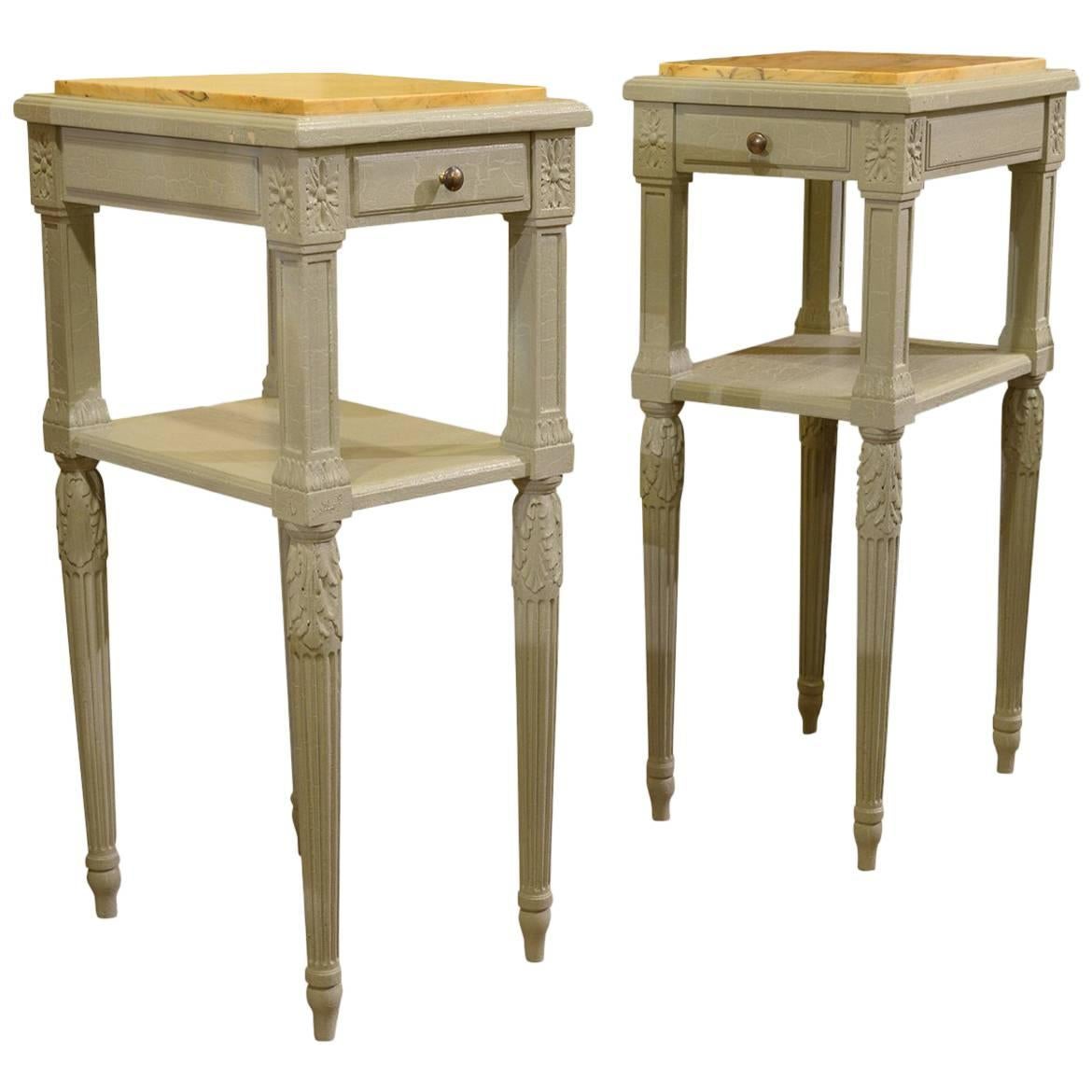 Pair of French Louis XVI Style Painted Nightstands
