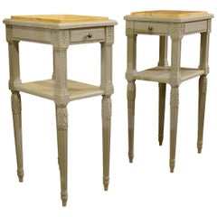 Antique Pair of French Louis XVI Style Painted Nightstands