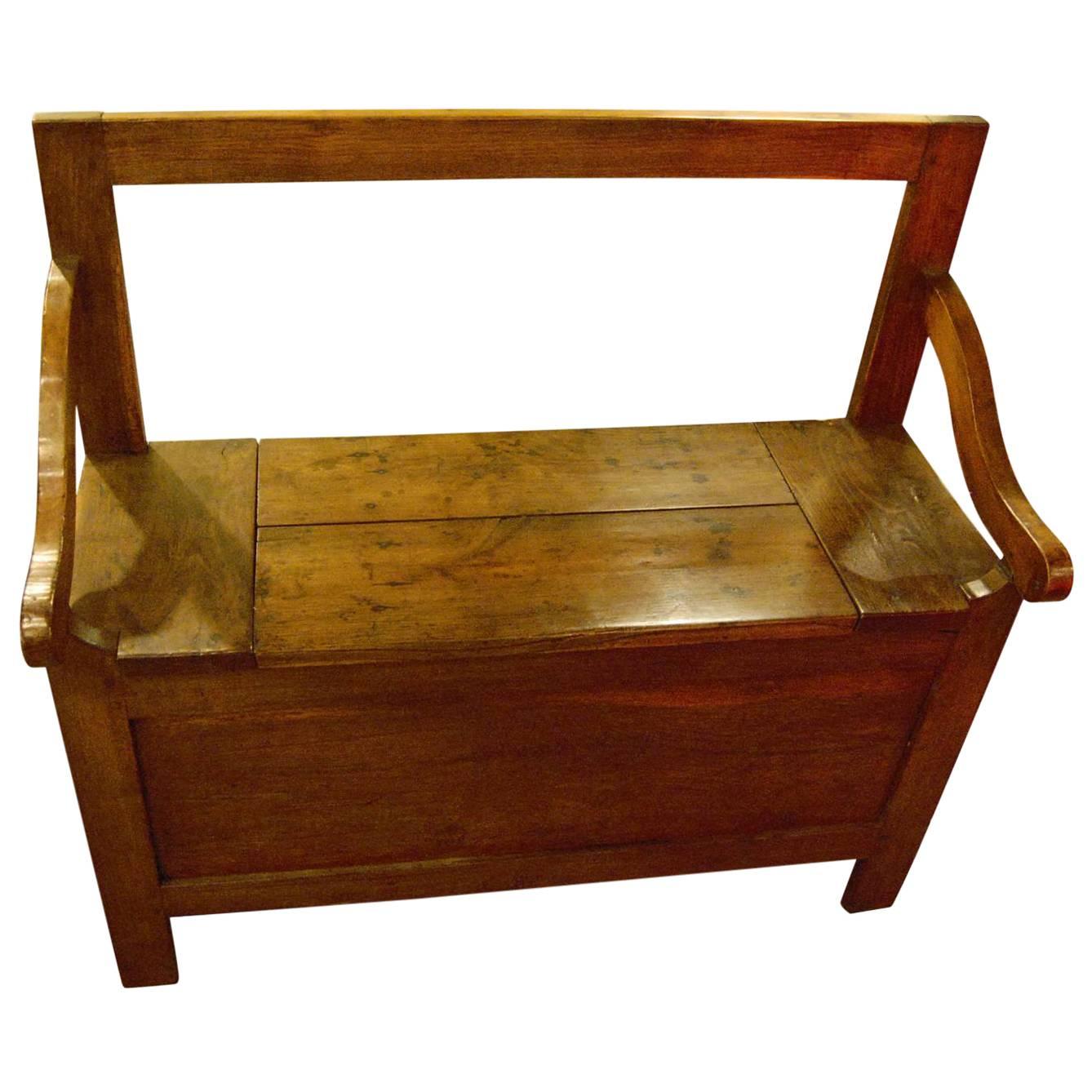 French Chestnut Bench with Lifting Seat