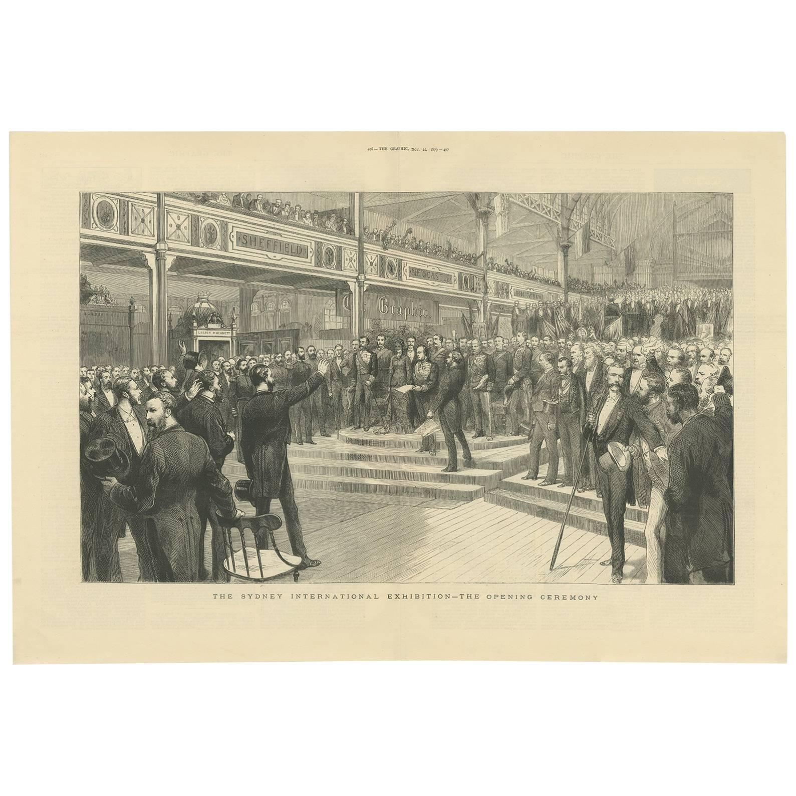Antiker Druck der Weltausstellung in Sydney, 1879