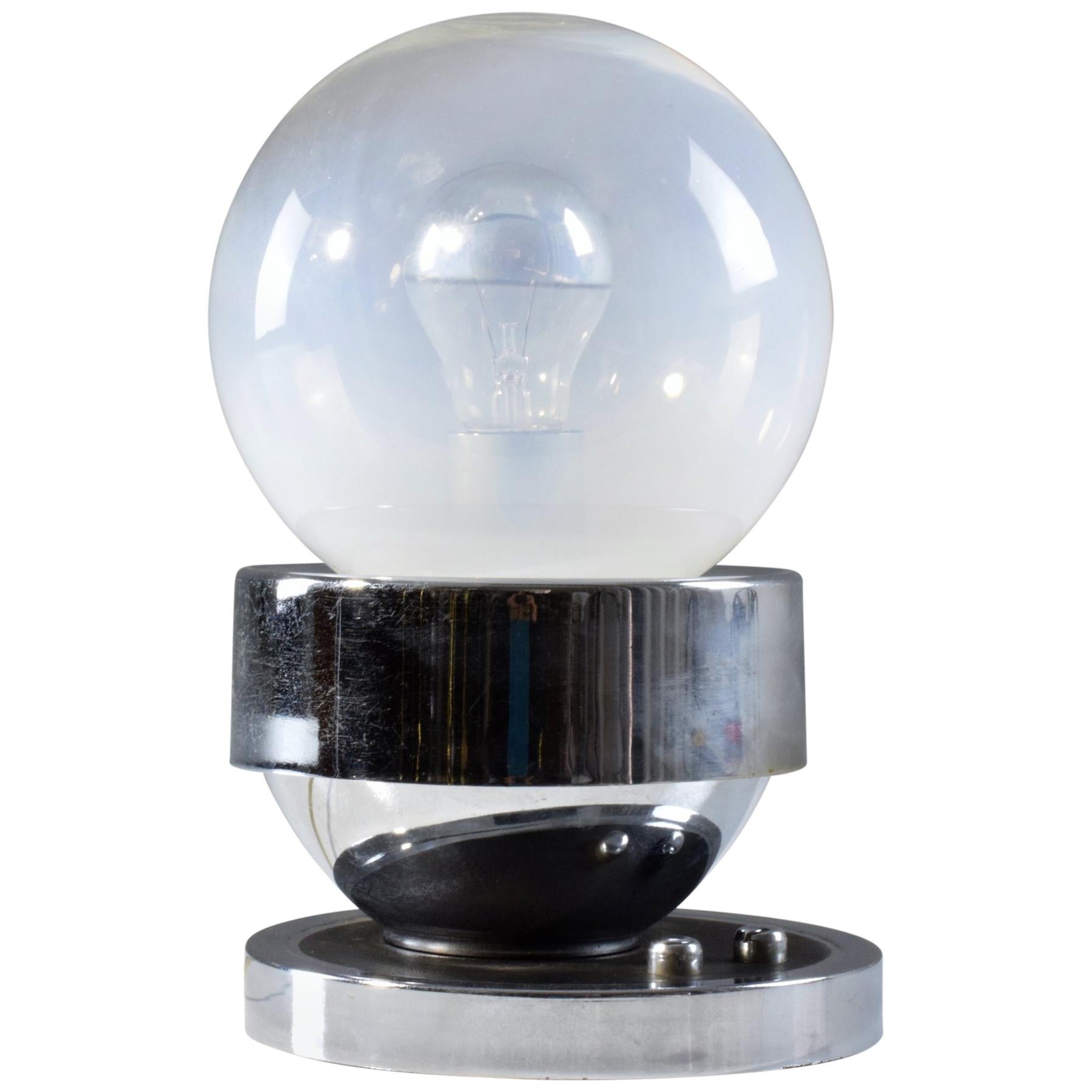 French Vintage Chrome Globe Double Light Lamp, 1960-1970