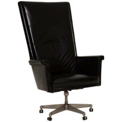 1960s Retro Leather Swivel Desk Chair by John Home for Howard Keith