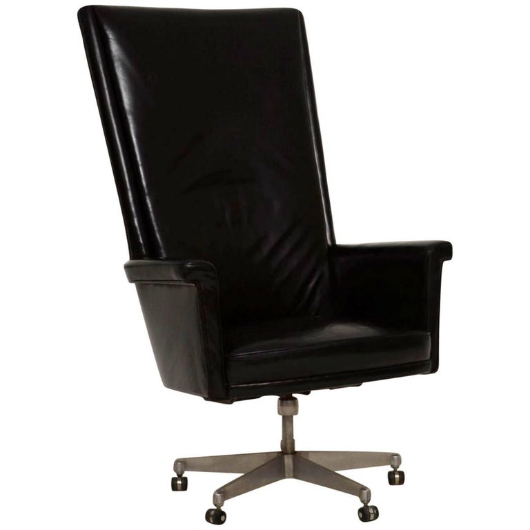 1960s Vintage Leather Swivel Desk Chair By John Home For Howard Keith