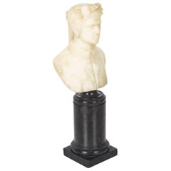 Buste de bureau en albâtre de Dante Alighieri:: 19ème siècle