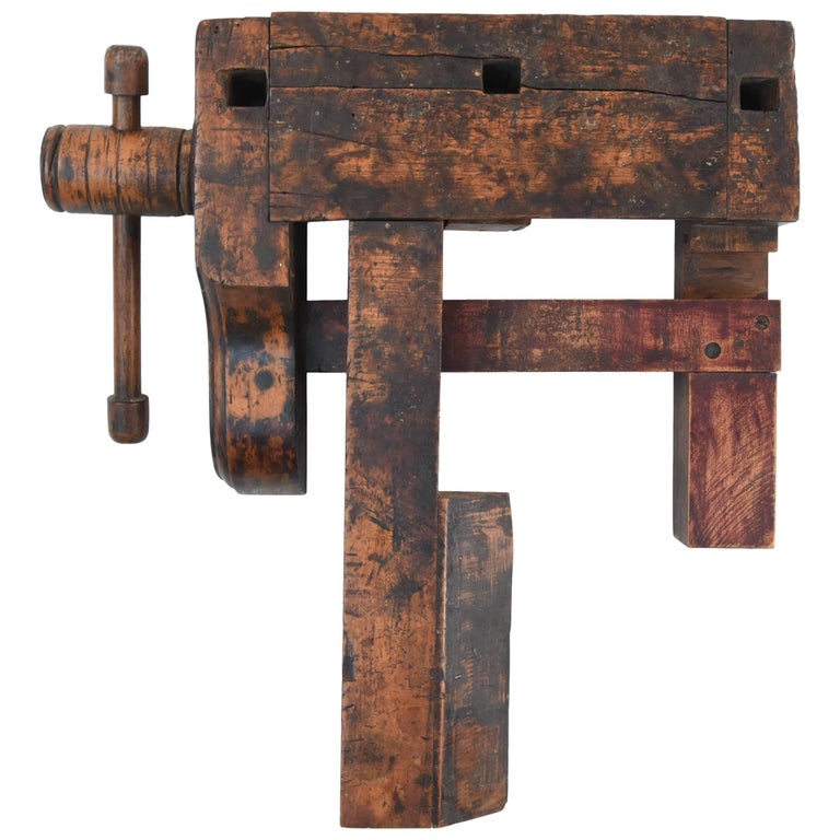 Antique Wooden Workbench Vise Or Wall Sculpture For Sale At 1stdibs