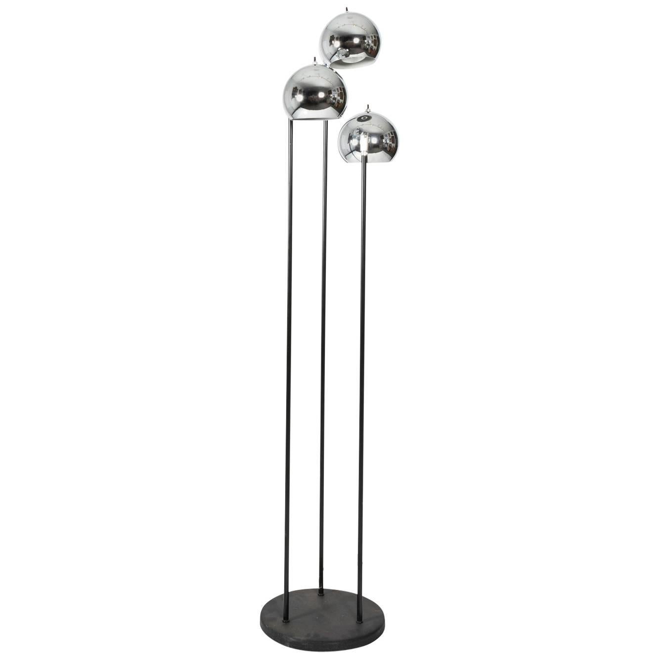 Midcentury Chrome Ball Floor Lamp For Sale