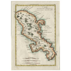 Antique Map of the Island of Martinique by R. Bonne, circa 1780