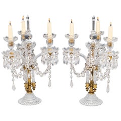 Highly Unusual Pair of Cut-Glass Candelabra by Perry & Co. London