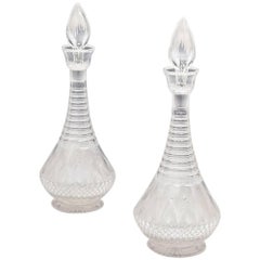 Finely Cut Pair of Victorian Decanters of Unusual Form