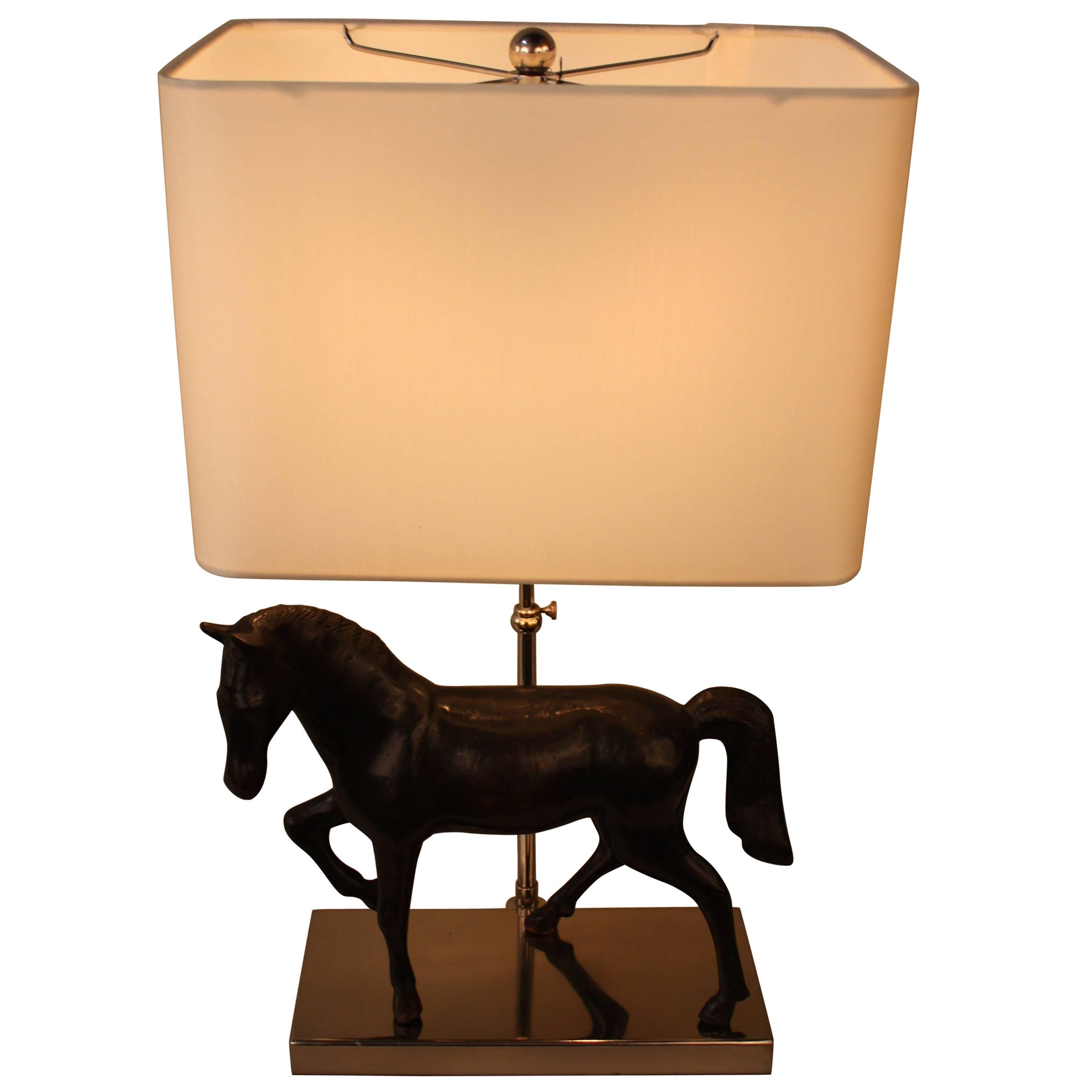 Bronze Horse Sculpture Table Lamp