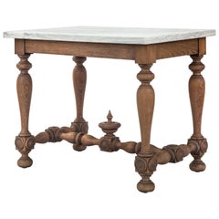 Swedish Baroque Revival Cerused Oak Table with Marble Top