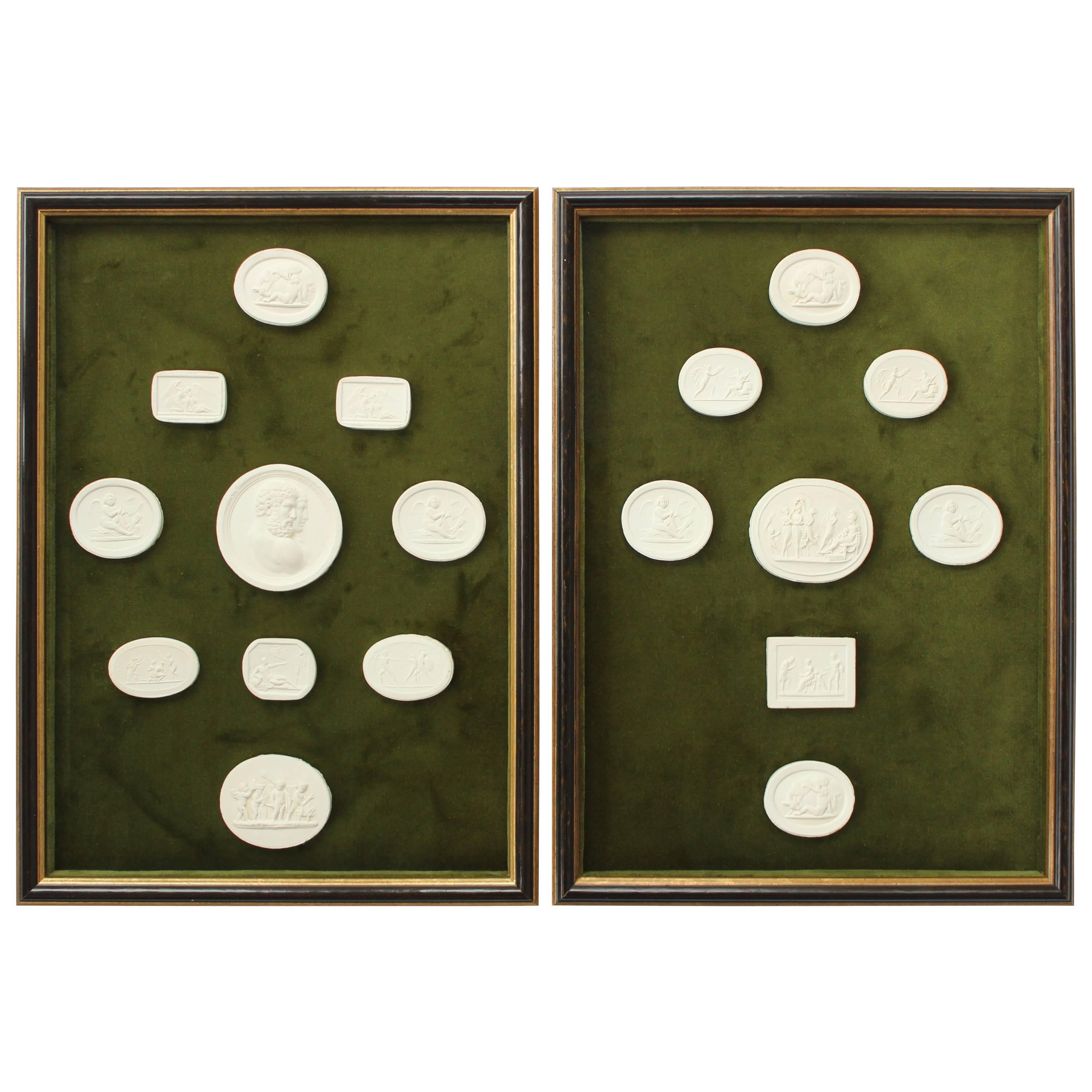 Pair of Framed Collection of Intaglios