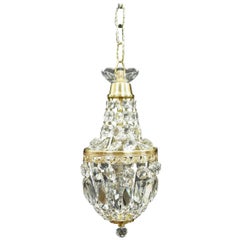 French Cut Crystal Glass Basket Chandelier