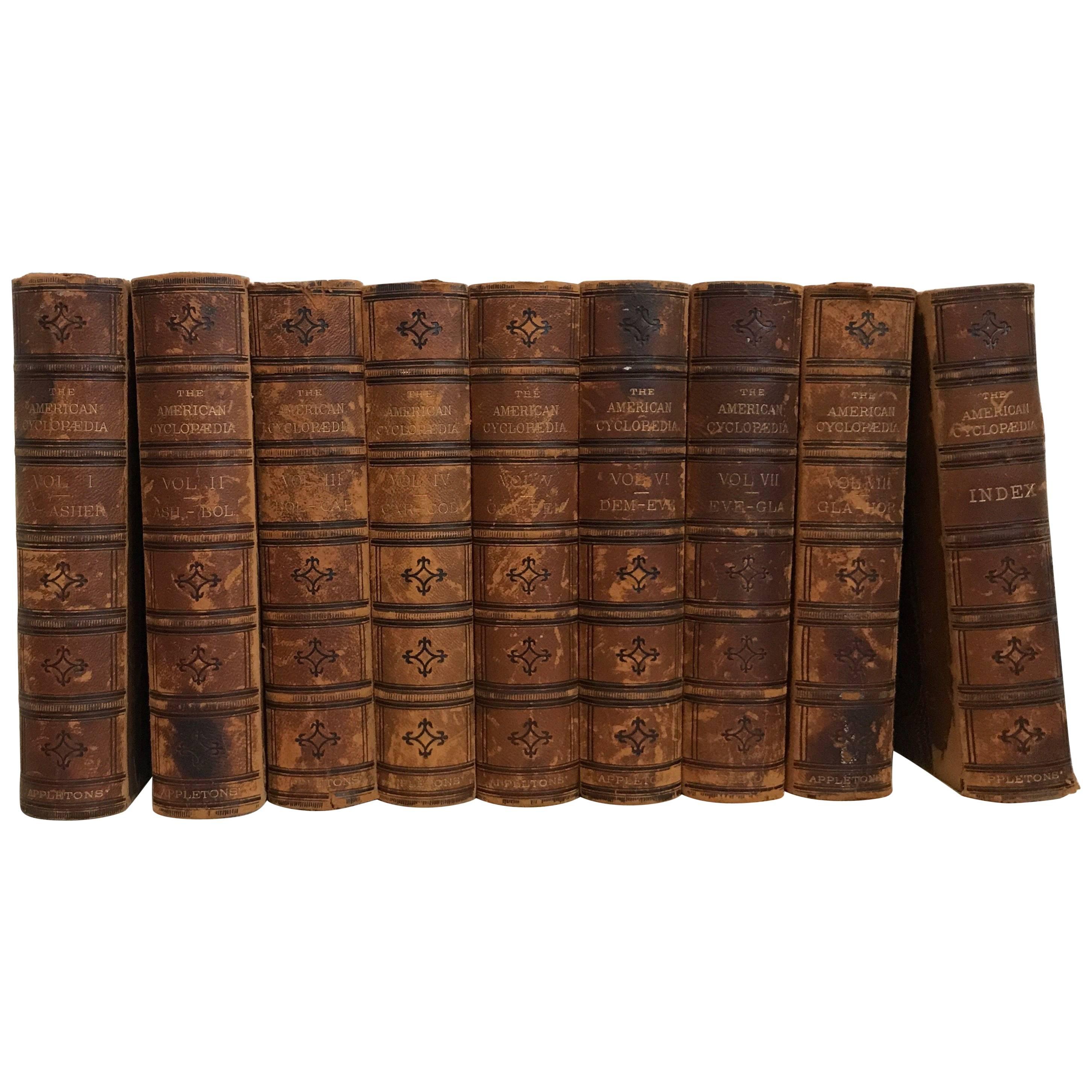 20th Century Collection of Nine Leather Bound Encyclopedia's