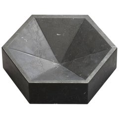 Constellation Marble Bowl, Large Low in Nero Marquina Marble, In Stock