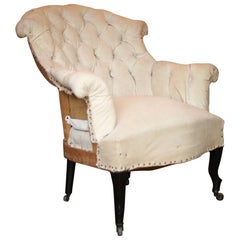Single French Fishtail Buttoned Back Armchair