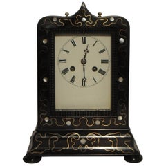 French 19th Century Ebonized and Inlaid Mantel Clock