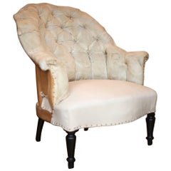 Single French Buttoned Curved Back Armchair