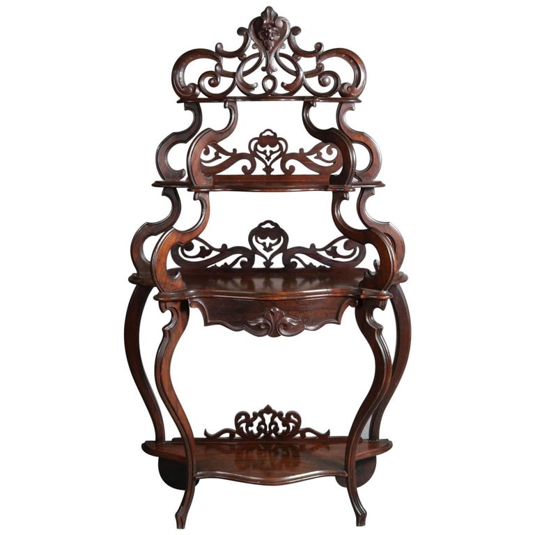 Victorian Rococo Carved and Pierced Rosewood FourShelf Etagere, 19th