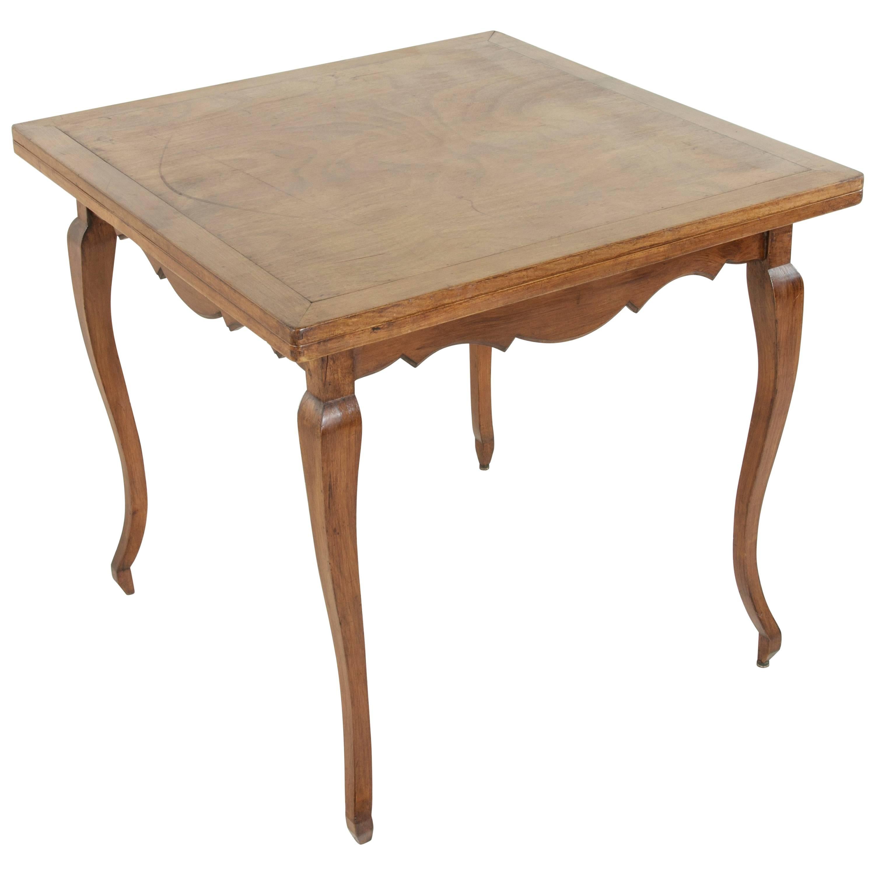 Mid-20th Century French Louis XV Style Cherrywood Game Table with Folding Top