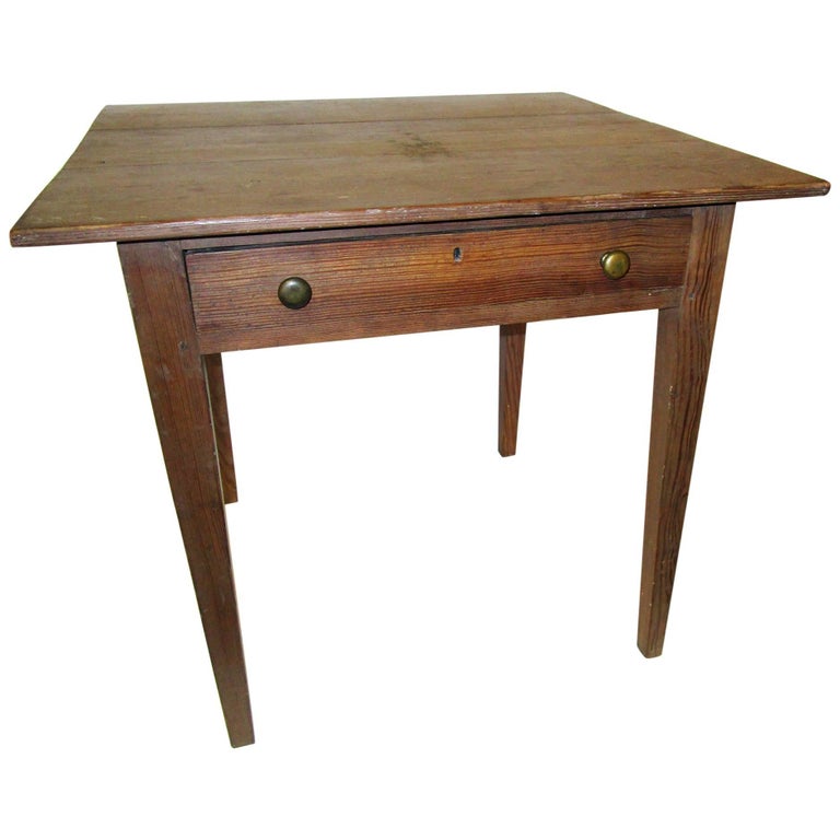19th century American Primitive Cypress Work Table For Sale at 1stDibs