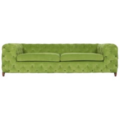 Original Kare Designer Sofa Fabric Green Three-Seat Big Couch Modern
