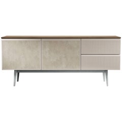 "Voltaire" Oak Veneer Top & Two Leather Covered Doors Cabinet, Moroso for Diesel