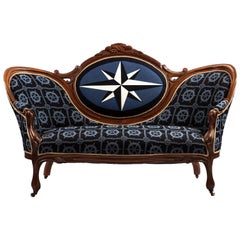 Nautical Upholstered 19th Century Victorian Settee