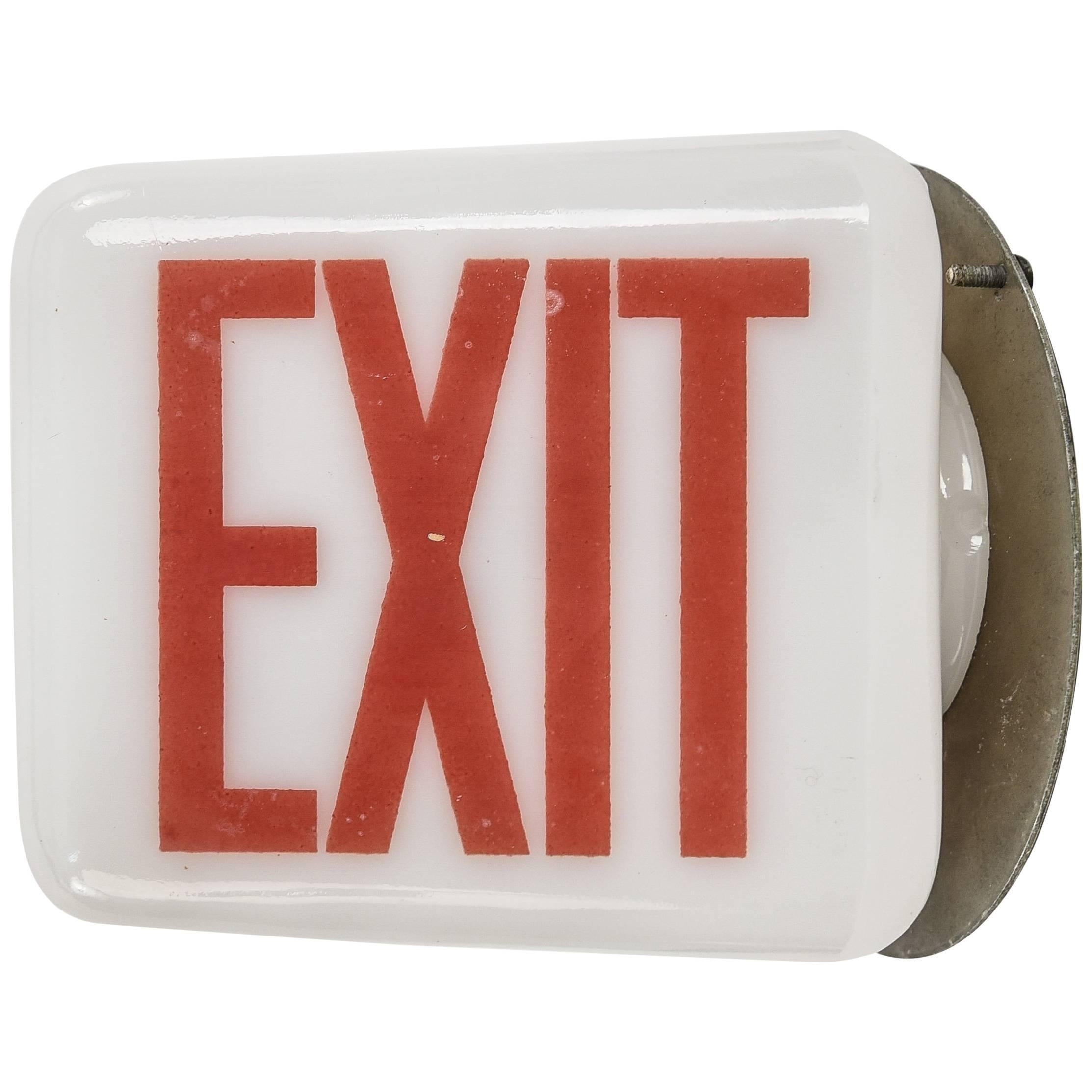 Simes Vintage Art Deco Emergency Exit Sign Light Fixture