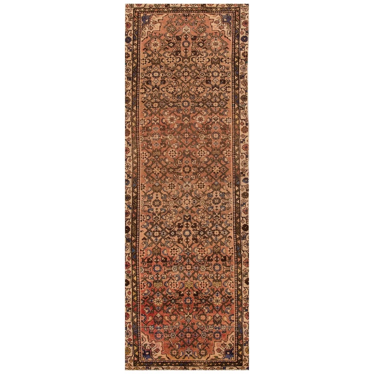 Vintage Rust Persian Overdyed Runner Rug For Sale at 1stdibs