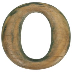 Antique Wooden Letter "O" from an Old English Sign