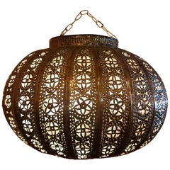 Turkish Moroccan Handmade Copper Finish Multi-Color Glass Metal Lantern